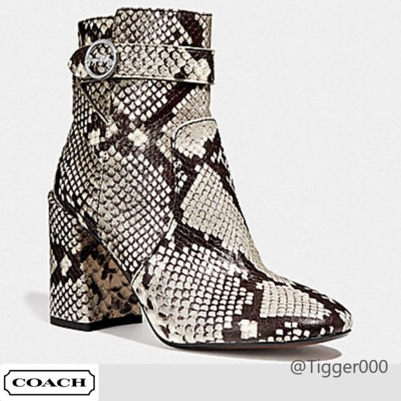 COACH Elisa Booties in Snake Printed Leather - Picture 1 of 5